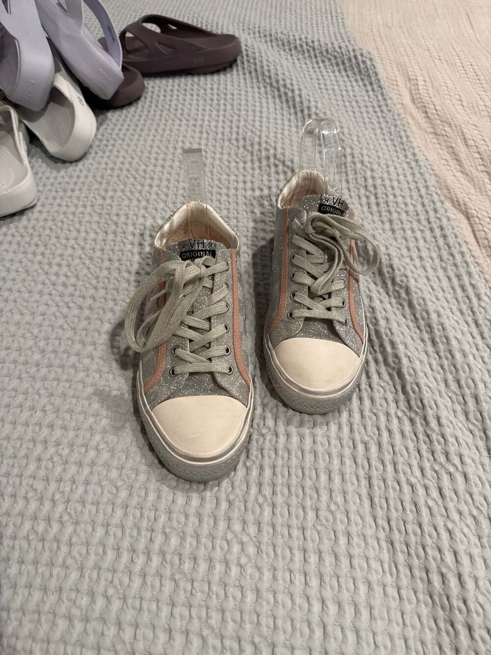Vintage Havana Alive Silver Glitter Checkerboard Low Top Sneakers Size 7